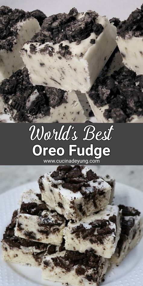 World’s Best Oreo® Fudge Recipe – CucinaDeYung Cookies And Cream Fudge, Cream Fudge, Oreo Fudge, Easy Dessert Recipe, Delicious Deserts, Fun Kitchen, Cookies N Cream Cookies, Oreo Dessert, Chopping Block