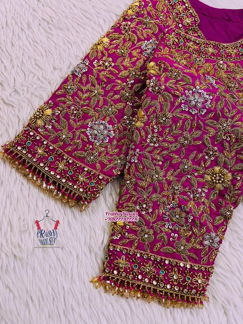 Bridal Blouse Designs For Reception, Heavy Maggam Work Blouse Designs Latest For Wedding, Maggam Bridal Work Blouse Designs, Zardosi Embroidery Blouse Weddings, Heavy Maggam Work Designs, Heavy Maggam Work Blouses, Pink Bridal Blouse Designs, Bridal Maggam Work Blouses Latest, Latest Bridal Blouse Designs Heavy Work