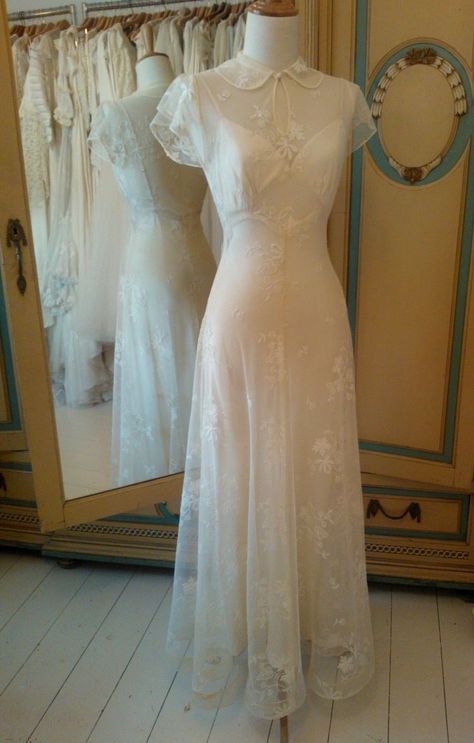 Simply Classy Wedding Dress, Peter Pan Collar Wedding Dress, Wedding Dress With Pattern, Vintage Wedding Dress 1930s, 1930s Wedding Dresses, Vintage Wedding Dress 1950s 1940s, 1960s Wedding Dresses, Edwardian Wedding Dress, 1930s Wedding Dress