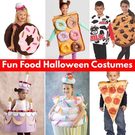 Food Fancy Dress Ideas For Kids, Snack Halloween Costume, Food Costumes Diy, Food Costumes For Kids, Pizza Costume, Cake Costume, Food Halloween Costumes, Cookie Costume, Halloween Donuts