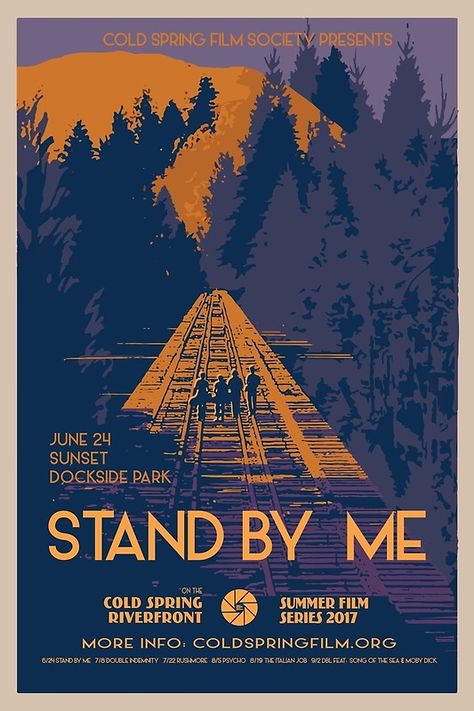 "STAND BY ME: Cold Spring Film Society 2017 Season Poster" Art Print by coldspringfilm | Redbubble Seasons Poster, Nostalgia Art, Seasons Posters, Song Of The Sea, Film Posters Art, Dorm Posters, Movie Poster Wall, Solo Album, Cold Spring