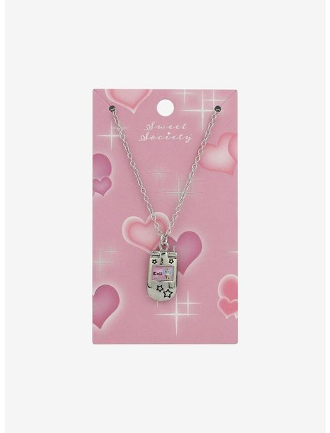 Sweet Society Cat Flip Phone Pendant Necklace | Hot Topic Sweet Society Jewelry, Friend Necklaces For 2, Melanie Martinez Keychain, Sweet Society, Hawaii Girl, Phone Necklace, Ash Jewelry, Phone Pendant, Clothing Y2k