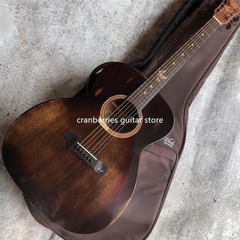 Pretty Acoustic Guitars, Guitar Aesthetic Acoustic, Dark Brown Guitar, Gopher Wood, Brown Acoustic Guitar, Semi Acoustic Guitar, Guitar Aesthetic, Pretty Guitars, Tenda Camping