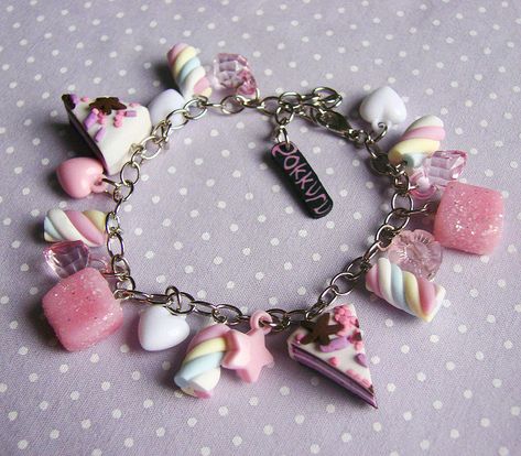 Candy Bracelet, Polymer Clay Bracelet, Kawaii Jewelry, Clay Bracelet, Cute Polymer Clay, Polymer Clay Miniatures, Food Jewelry, Cute Clay, Clay Miniatures