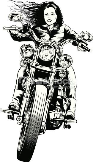 Black And White Tattoos, Art Moto, Women Riding Motorcycles, Female Motorcycle Riders, White Tattoos, Motorbike Art, Motos Vintage, Riding A Motorcycle, Motorcycle Artwork