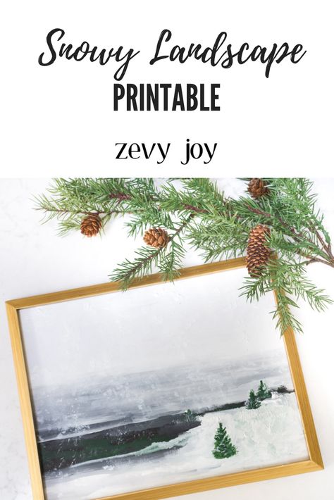 Snowy Landscape Painting Free Printable | Free Winter Printable | Download this beautiful snowy winter landscape painting for free on the blog! #printable #winterdecor Vintage Truck Christmas, Printable Christmas Ornaments, Farm Painting, Christmas Tree Printable, Fresh Cut Christmas Trees, Christmas Lodge, Winter Landscape Painting, Vintage Christmas Gifts, Snowy Landscape