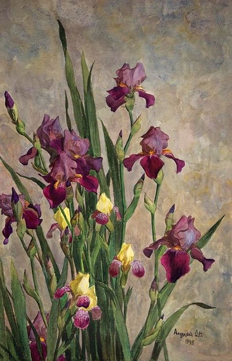 Joyful Paintings, Iris Art, Iris Painting, Watercolor Flower Art, Oil Painting Flowers, Flower Art Painting, Irises, Botanical Illustration, Acrylic Painting Canvas