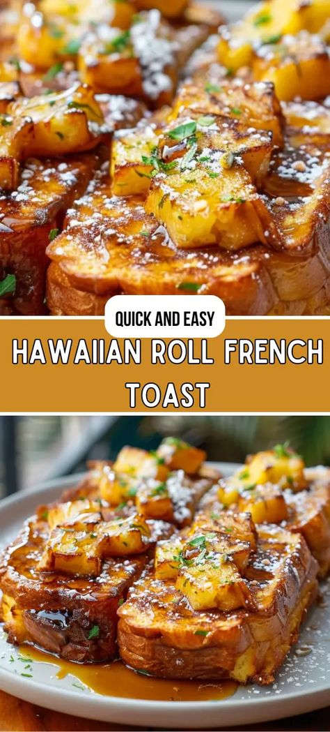 Hawaiian Roll French Toast Recipe Hawaiian French Toast, Hawaiian Roll French Toast, Brownie Pie Recipe, Perfect French Toast, Hawaiian Roll, Sweet Breakfast Treats, Hawaiian Sweet Rolls, Lunch Appetizers, Butter Chicken Recipe