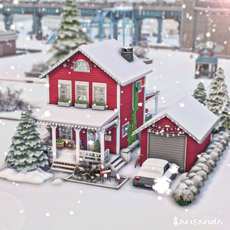 Not So Berry Red House Sims 4, Colorful Sims 4 House, Sims Christmas House, Sims 4 Christmas Build, Sims4 House, Sims 4 Content, Sims Memes, The Sims 4 Lots, Sims 4 Challenges