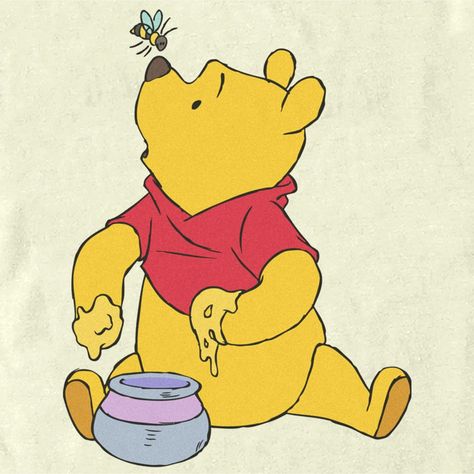 Take a stroll with Christopher Robin through the Hundred Acre Woods and join all your favorite classic characters in this officially licensed Disney Winnie the Pooh Honey Bee Pooh Men's Graphic T-shirt! It's time for something sweet and this adorable design features Winnie the Pooh eating honey with a bee landing on his nose across the front. You'll love this new Disney apparel almost as much as Winnie the Pooh loves his honey! Winnie The Pooh And Eeyore Drawing, Pooh Bear Painting, Winnie The Pooh Eating Honey, Winnie The Pooh Drawings, Winnie The Pooh With Honey, Winnie The Pooh Painting, Cookie Monster Images, Monster Images, Winnie The Pooh Drawing