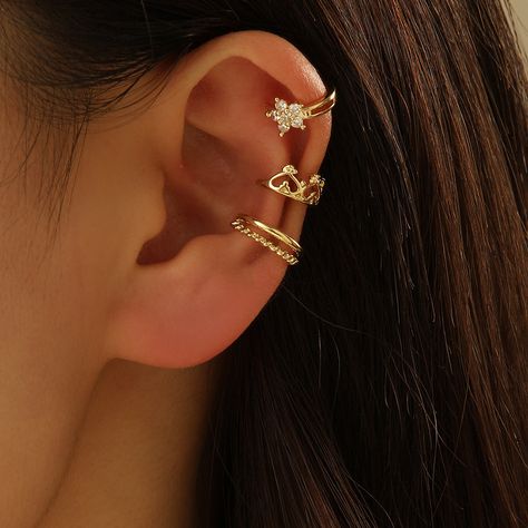 Classification 
						 Ear Cuffs 
					 
 
						 Color 
						 Gold 
					 
 
						 Design 
						 Plating, Inlay 
					 
 
						 Gender 
						 Women's 
					 
 
						 Inlay Material 
						 Zircon 
					 
 
						 Material 
						 Copper 
					 
 
						 Occasion 
						 Daily 
					 
 
						 Pattern 
						 Heart Shape, Crown 
					 
 
						 Plating Material 
						 Gold Plated 
					 
 
						 Quantity 
						 3 Pieces 
					 
 
						 Style 
						 Elegant, Lady 
					 
 
						 Weigh Elegant Lady, Ear Cuffs, Gold Design, Style Elegant, Elegant Woman, Heart Shape, Ear Cuff, Heart Shapes, Gold Plate