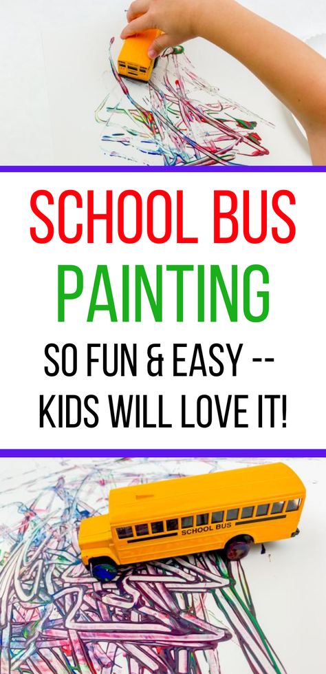 School Bus Painting, Art Project For Toddlers, Fun Art Projects For Kids, School Bus Art, Painting Activity For Kids, Bus Painting, School Bus Crafts, Bus Crafts, Bus Safety