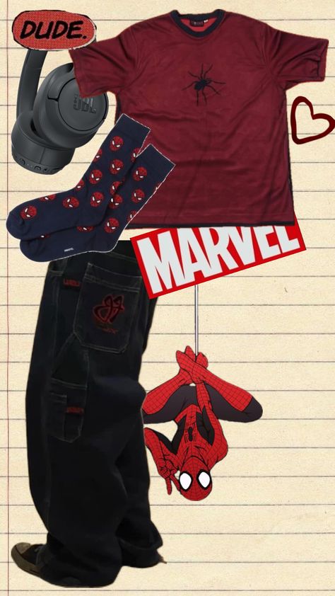 Men Aesthetic Outfits, Spiderman Outfit, Baggy Outfit Ideas, Silly Clothes, Guys Clothing Styles, Fire Fits, Swaggy Outfits, Really Cute Outfits, Mode Vintage