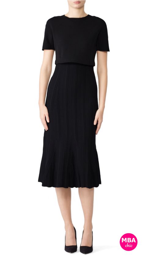 Midi Dress Office Outfit, Midi Dress For Work, Business Dresses Professional, Business Dresses Classy, Runway Streetwear, Midi Work Dress, Midi Dress Office, Modest Black Dress, Fashion Work Outfit