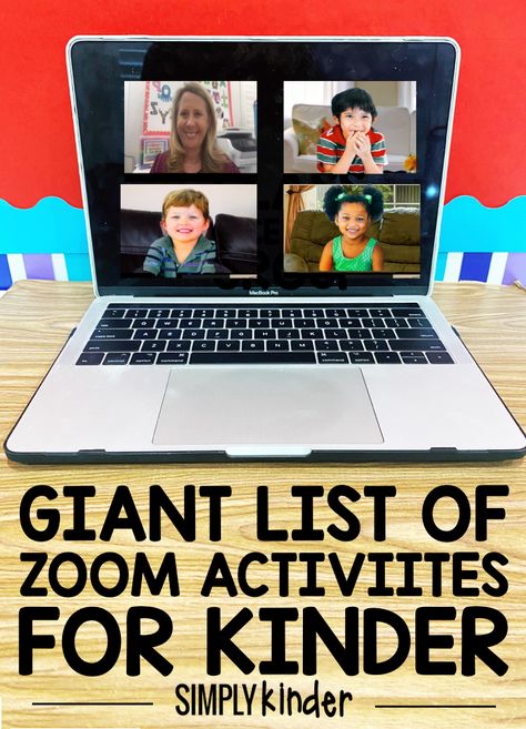 With distance learning continuing, many teachers have been using Zoom and other conferencing platforms to meet with students. But in kindergarten, activities can be hard and so this is our community list of non academic Zoom Activities for Kinder. Zoom Activities, Virtual School, Kindergarten Graduation, Digital Learning, Home Learning, Kindergarten Teachers, Online Teaching, Kindergarten Classroom, Google Classroom