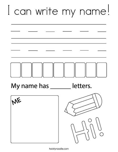 I can write my name Coloring Page - Twisty Noodle Prek Pages, Letter Name Activities Preschool, I Can Write My Name Worksheet, Writing Name Preschool, Writing My Name Preschool, My Name Is Preschool, Write Your Name Worksheet, Learning To Write Name Preschool, Writing Name Activities Preschool