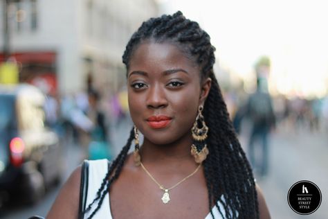 Stephanie’s chocolate skin tone is absolutely yummy and to give her that extra glow she uses NW47 Mac foundation, which she’s teamed by a red lipstick called Chilli also by the brand. #blackballad #streetstyle #beauty Mac Foundation, Power Colors, Red Lipstick, Skin Tone, Color Combinations, Skin Tones, Hair Wrap, Hair Makeup, Cool Outfits