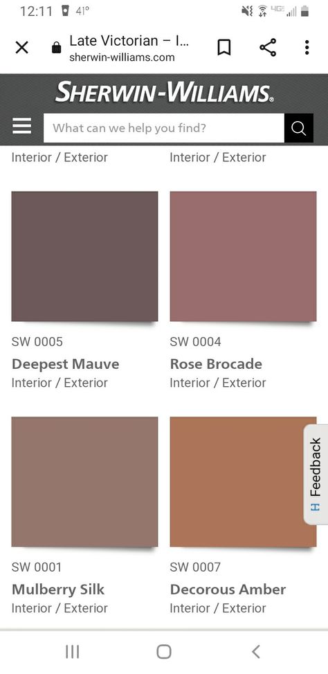 Mulberry Silk Sherwin Williams, Sherwin Williams Mulberry Silk, Sherwin Williams Beguiling Mauve, Sherwin Williams Plum Brown, Sherwin Williams Brandywine Paint, Sherwin Williams Antiquarian Brown, Sherman Williams, House Color Schemes, Amber Interiors