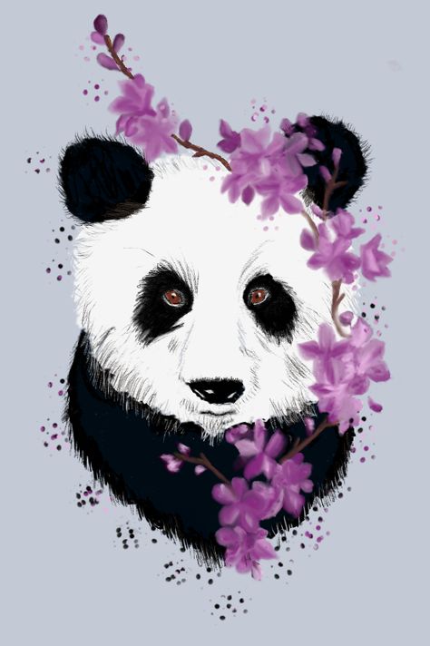 Panda Painting, Giant Panda, Painted Wine Bottles, Cherry Tree, Bottle Painting, Wine Bottle Crafts, Bottle Crafts, Wine Bottle, Wine