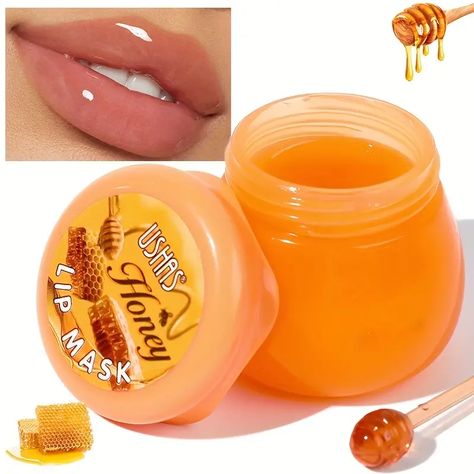 Honey Lip Mask Gel Hydrating Nourishing Lip Sleeping Mask Translucent Plumping And Night Repairing Lip Gel Cute Honey Jar Design | Save Money On Temu | Temu Cute Honey Jar, Honey Jar Design, Strawberry Honey, Lip Repair, Lip Gel, Lip Exfoliator, Baby Lips, Jar Design, Cracked Lips