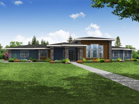 051H-0388: Contemporary Ranch House Plan Date Aesthetic, Prairie Style Houses, Ceiling Plan, Floor Plan Drawing, Modern Style House Plans, Exterior Makeover, Contemporary Style Homes, One Story Homes, Aging In Place