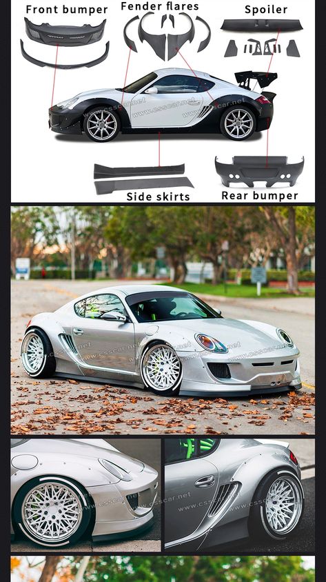 Car Pimping Ideas, Kit Cars Build, Car Body Kit Design, Body Kits For Cars, Porsche Cayman Wide Body Kit, Spoilers Car, Car Wide Body Kit, Rx7 Wide Body Kit, Porsche Cayman Body Kit