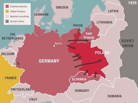 Invasion of Poland, 1939 Poland Ww2, Wwii Maps, Places Pictures, Poland Map, Invasion Of Poland, Central Powers, Belgium Germany, Gdansk, Architecture Old