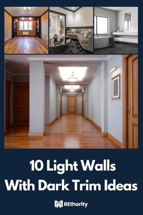 Choosing the perfect wall colors for your home can be a daunting task, but with the right combination of light walls and dark trim, you can create a stylish, modern look that is sure to impress. If you're looking for inspiration, take a look at these ten light walls with dark trim ideas we love! From soft neutrals to bold accent colors, you're sure to find something that speaks to your own personal style. Grey Walls With Dark Trim, White Walls Dark Trim Living Room, Grey Walls Dark Trim, Light Walls Dark Trim Color Schemes, Dark Trim With Light Wood Floors, Dark Baseboards Light Walls, Beige Walls Dark Trim, Dark Molding Light Walls, Wall Colors With Black Trim