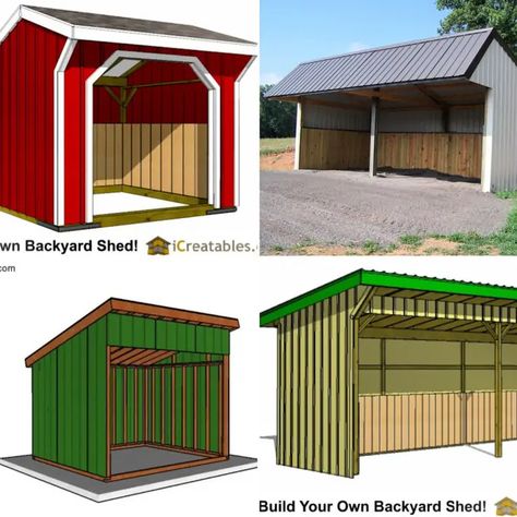 These 10 free DIY loafing shed plans will give perfect ideas to make a beautiful home for horses, cattle or any livestock or pets at home. Cattle Shelter Diy, Lean To Shed For Horses, Cheap Horse Shelter Ideas Easy Diy, Diy Loafing Shed, Horse Lean To Shelters Easy Diy, Horse Shelter Plans, Diy Horse Shelter, Goat Shelter Ideas, Loafing Shed Plans