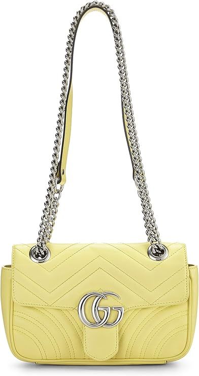 Amazon.com: Gucci, Pre-Loved Yellow Leather GG Marmont Shoulder Bag Small, Yellow : Luxury Stores Bag Boutique, High End Brands, Luxury Bag, Gg Marmont, Yellow Leather, Luxury Store, Designer Bags, Exquisite Design, Small Bags