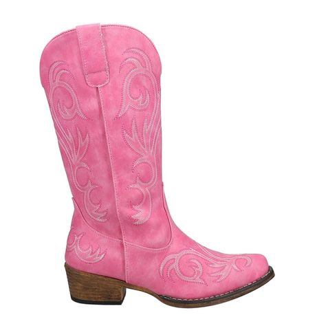 PRICES MAY VARY. Leather outsole Embroidery on foot and shaft Cushioned footbed Heel Height 1 1/2 Inch, Shaft Height 12 Inch Cowgirl Boots Outfit, Pink Cowboy Boots, Pink Cowgirl Boots, Boots Mid Calf, Pink Cowgirl, Concert Fits, Cute Boots, Cowboy Boot, Western Cowboy Boots