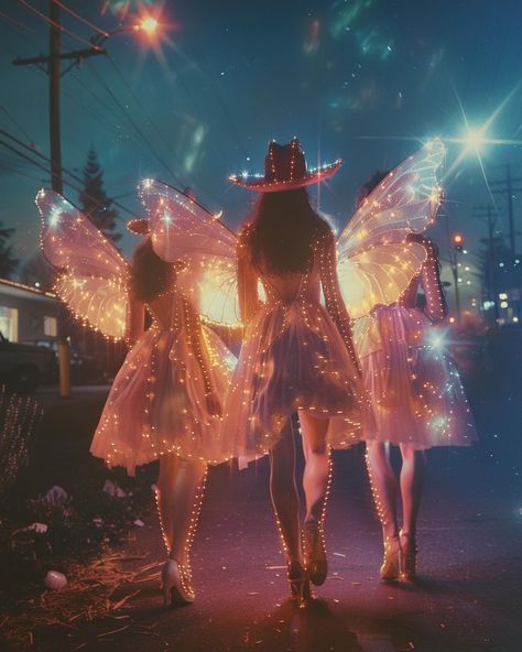 🧚‍♂️ 🧚🏾 🧚‍♀️ . . . . . . . . . . . . . #fairycore #fairies #fairiesarereal #fairiesofinstagram #fairy #horses #horseback #horsebackrider #horsebackriding #dreamcore #cowboys #cowgirl #cowgirls Cowgirl Fairy Costume, Disco Fairy Aesthetic, Neon Cowgirl Aesthetic, 18th Aesthetic, Coachella Cowgirl, Halloween Shuffle, Disco Fairy, Fairy Concept, Chaos Dreamland