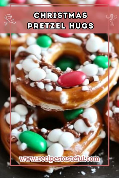 Pretzel Hugs Recipe, Christmas Pretzel Hugs, Pretzel Hugs, Christmas Pretzel, Xmas Cookies Recipes, Christmas Pretzels, Festive Appetizers, Christmas Recipes Easy, Easy Treat