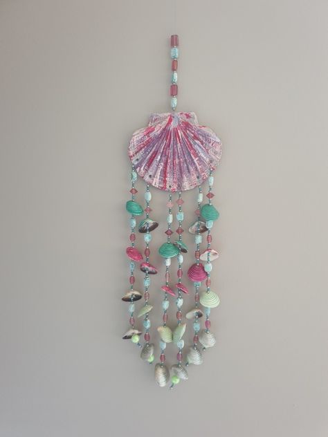 Seashell Suncatcher, Seashell Mobile Diy, Circular Macrame Wind Chime Seashell, Handmade Ocean-inspired Dangle Shell, She’ll Wind Chimes, Shell Wind Chimes, Wind Chimes Homemade, Wind Chimes Craft, Shell Decorations