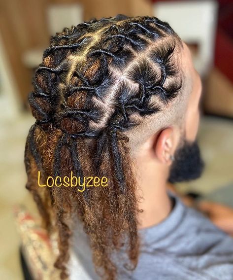 Dreadlock Braids Men, Unique Dreadlock Hairstyles For Men, Loc Styles With Undercut Men, Braided Dreads Men Dreadlocks, Men Loc Styles Medium, Locs Hairstyles For Men Medium, Braided Dreads Men, Loc Styles For Men Short, Loc Braids Styles Men