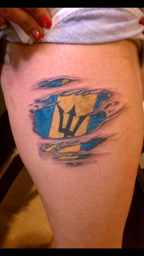 Barbados Tattoo, Caribbean Tattoo Ideas, Caribbean Tattoo, Pinterest Tattoo Ideas, Flag Tattoo, Dope Tattoos For Women, Dope Tattoos, Barbados, Tattoo Images