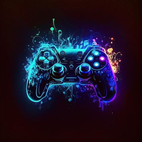 Photo abstract neon light game controlle... | Premium Photo #Freepik #photo #neon-glow #neon-light #gaming #abstract-light Wallpaper Glowing, Digital Art Wallpaper, Tech Image, Neon Light Wallpaper, Neon Png, Photo Cover, Neon Backgrounds, Space Background, Light Games