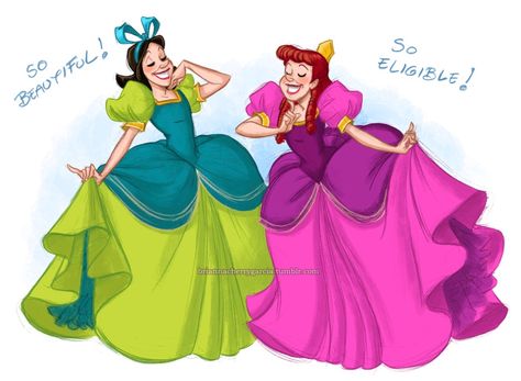 Drizella And Anastasia, Brianna Garcia, Anastasia And Drizella, Cinderella Characters, Cinderella Art, Lady Tremaine, Disney Doodles, Cinderella 1950, Female Villains