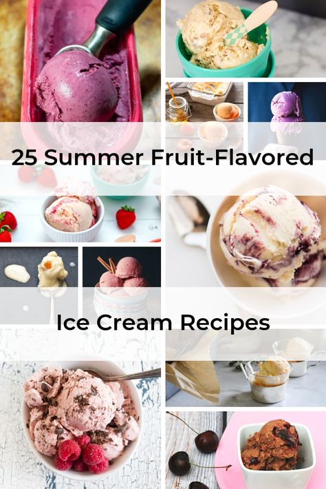 Summer means lots of delicious fresh fruits, which can be turned into the best dessert of all: ice cream! Which of these fruity ice cream flavors will you try first? Summer Ice Cream Flavors, Chocolate Cherry Ice Cream, Fruity Ice Cream, Ginger Ice Cream, Ice Cream Inspiration, Raspberry Chocolate Chip, Strawberry Cheesecake Ice Cream, Homemade Strawberry Ice Cream, Frozen Yogurt Recipes