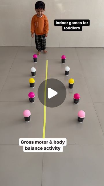 Balancing Games For Kids, Games For Kindergarteners Indoor, Balance Games For Kids, Gross Motor Skills For Toddlers, Motor Skills Activities For Toddlers, Gross Motor Skills Activities, Gross Motor Activities For Toddlers, Muscles Exercises, Indoor Games For Toddlers