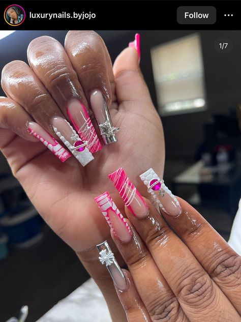 Drip Nails, Colored Acrylic Nails, Girly Acrylic Nails, French Tip Acrylic Nails, Short Square Acrylic Nails, Exotic Nails, Long Acrylic Nails Coffin, Acrylic Nails Coffin Pink, Long Square Acrylic Nails