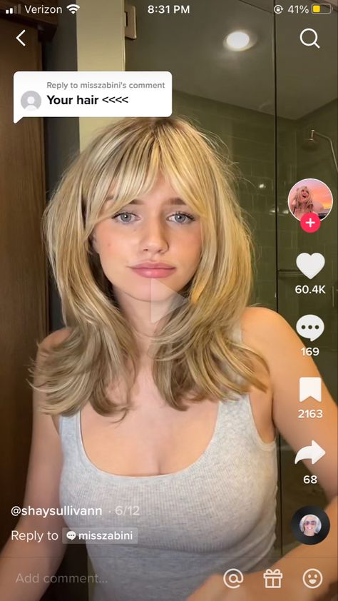 Bridget Bardot Bangs Short Hair, 90s Blowout Dark Hair, Shay Sullivan Hair Bangs, Bardot Bangs Medium Hair, Butterfly Haircut With Side Bangs, Haircut And Color 2023, Medium Butterfly Haircut With Bangs, Short Butterfly Cut With Bangs, Bardot Bangs Long Hair