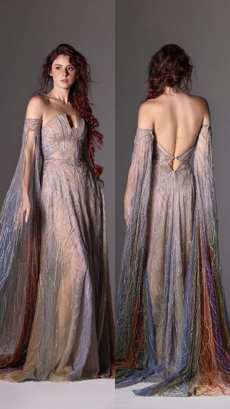 Backless Fantasy Dress, Ethereal Princess Dress, Greek Inspired Formal Dress, Sci Fi Princess Dress, Modern Formal Dress, Faerie Ball Gown, Star Wars Gowns, Dorne Aesthetic Clothes, Fantasy Dress Inspiration