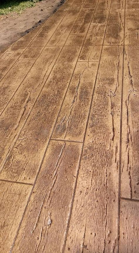 Stamped Concrete Flooring, Concrete That Looks Like Wood, Stained Concrete Porch, Wood Stamped Concrete, Fairy Woods, Stamp Concrete, Concrete Stamp, Patio Decking, General Contracting