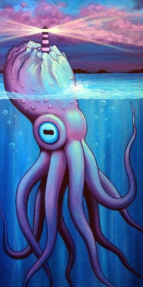 Kristina Webb, Octopus Painting, Acrylic Painting Ideas, Painting Ideas For Beginners, Motif Art Deco, Canvas Tent, Surrealism Painting, Tableau Art, Acrylic Painting Tutorials