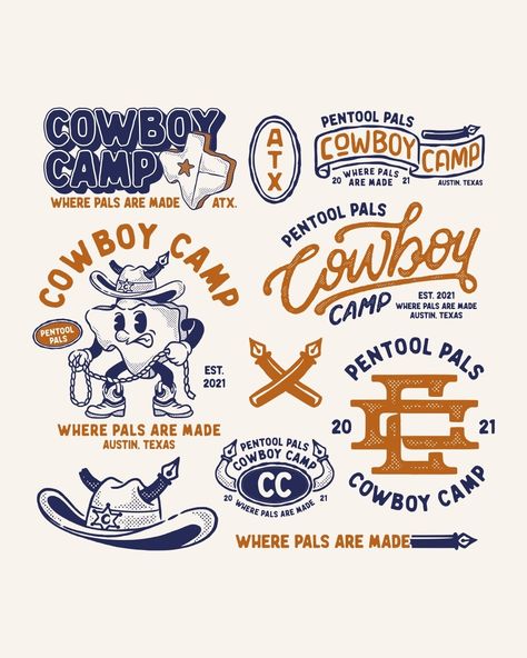 Illustrator & Graphic Designer (@walter_dsgn) • Instagram photos and videos Cowboy Graphic Design, Texas Illustration, Texas Cowboys, Hand Drawn Logo Design, Hipster Logo, Cowboy Design, Hand Drawn Logo, Illustrator Artist, Badge Design