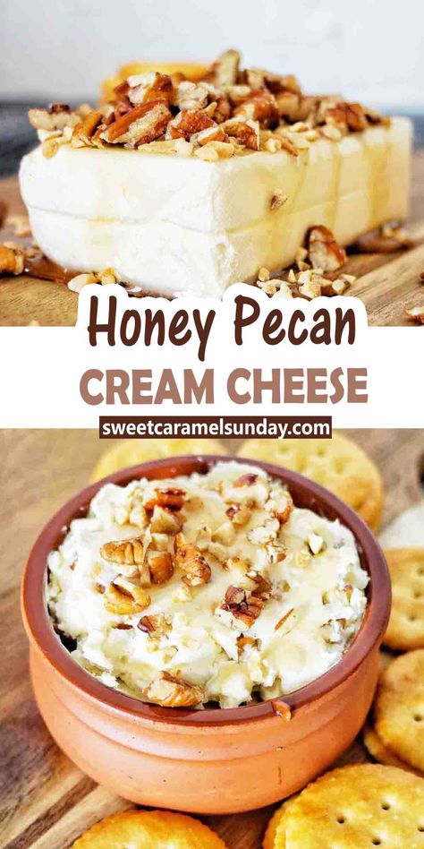 Honey Pecan Cream Cheese, Cream Cheese Delight, Spread For Bagels, Sweet Cream Cheese Dip, Cream Cheese Spread Recipes, Bagel Spread, Recipe Using Honey, Flavored Butter Recipes, Flavored Cream Cheeses