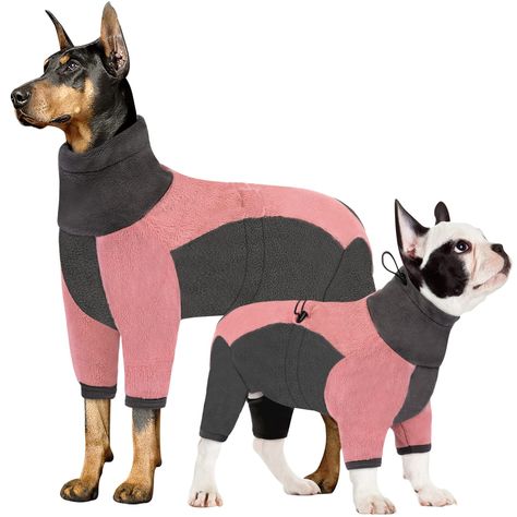 PRICES MAY VARY. FIT FOR MOST SIZE DOGS - Please use soft tape to measure your dog and select the size based on the Chest Girth (the widest part of ribcage) and Back Length (base of the neck to base of tail). If Your Dog is Between Sizes, or if Your Dog is Strong or Bushy, please Select One Size Up. Our dog winter coat fit for most breeds small dogs, medium dogs, large dogs and extra large dog. WARM FLEECE DOG COAT - When the cold weather hits, soft fleece to keep your dog warm all winter long. Pjs Onesie, Dog Onesie, Dog Pjs, Sweater Jackets, Weather Clothes, Fleece Dog Coat, Dog Suit, Dog Winter Clothes, Dog Winter Coat