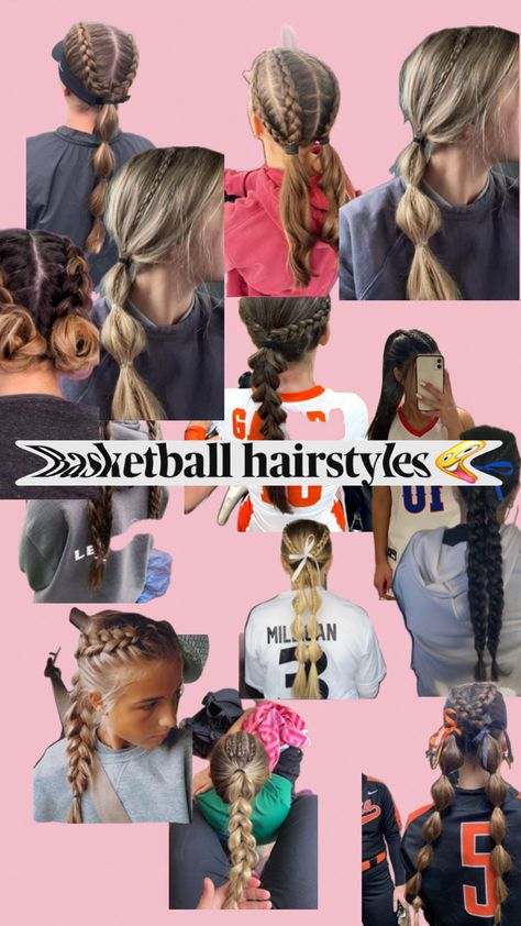 Up Hairstyles For Sports, Quick Easy Sports Hairstyles, Basketball Aesthetic Hairstyle, Easy Football Hairstyles, Updo Hairstyles For Sports, Cute Hairstyles For Basketball, Hair Styles For Soccer, Basketball Hair Styles, Basketball Hairstyles Easy