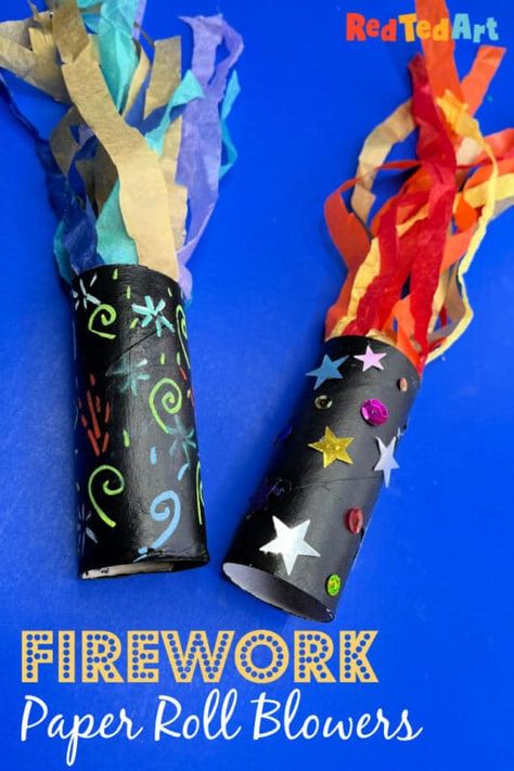 New Years Art Ideas For Kids, Firework Arts And Crafts, Toddler Firework Craft, Fireworks Preschool Craft, New Years Diy Crafts For Kids, Firework Craft For Preschool, Firework Art Projects For Kids, Toilet Paper Roll Fireworks, Fireworks Kids Crafts